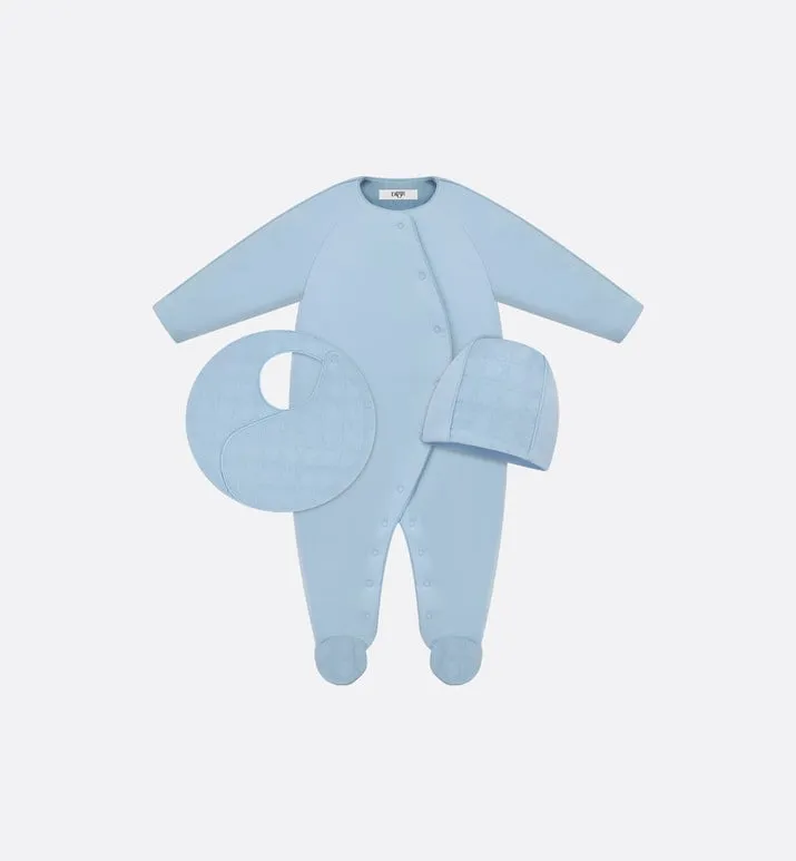 Newborn Gift Set • Sky Blue Cannage Jersey and Cotton Voile
