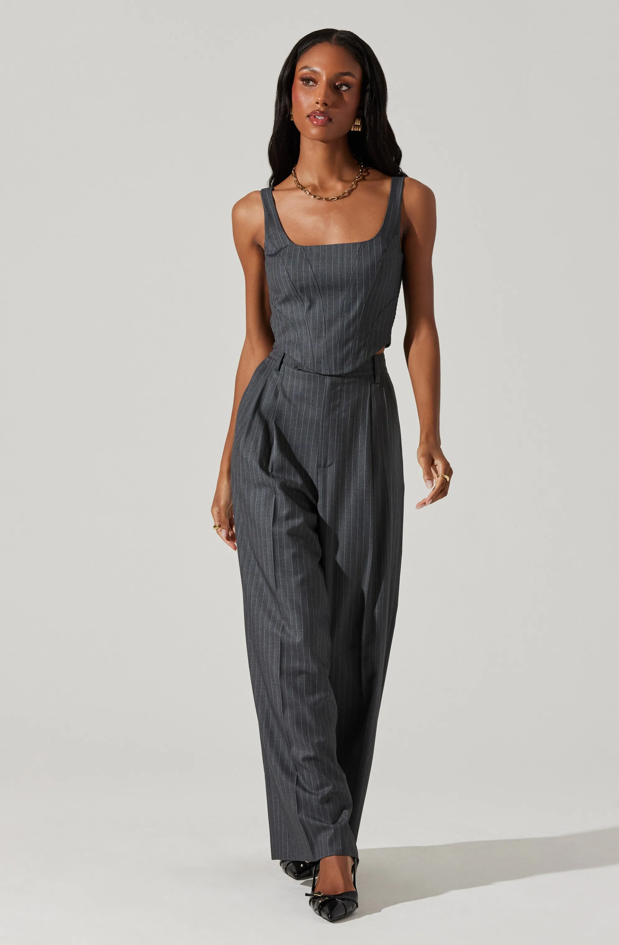 Nivia Pinstripe Corset Top
