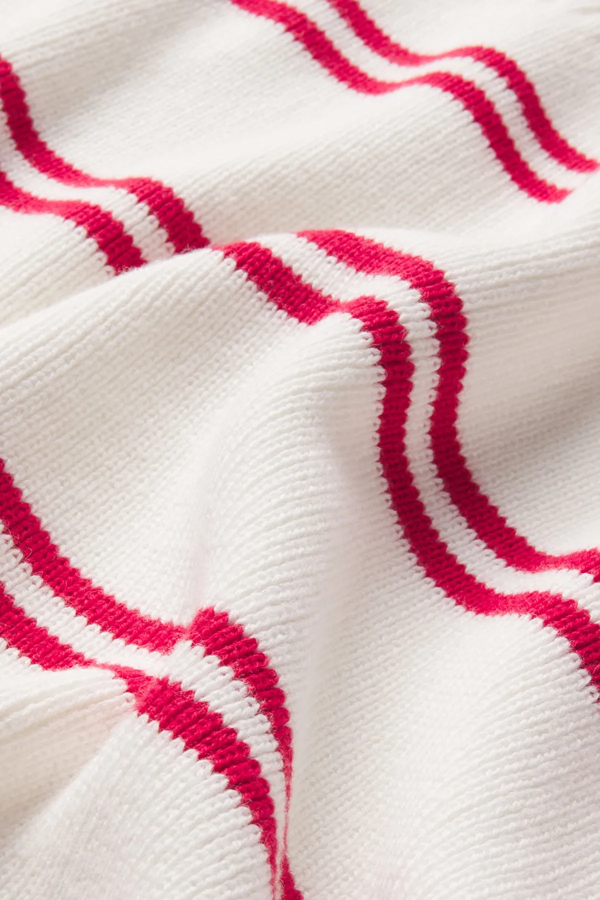 Nora Cotton Cardigan in Ivory Red Stripe