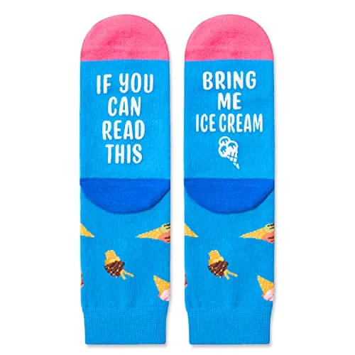 Novelty Ice Cream Gifts for Kids, Birthday Gift for Boys Girls, Funny Food Socks, Teenages Ice Cream Socks, Gift for Children, Funny Ice Cream Socks for Ice Cream Lovers, Gifts for 7-10 Years Old