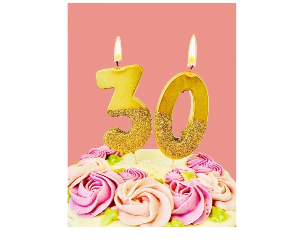 Number Candle: Gold Glitter