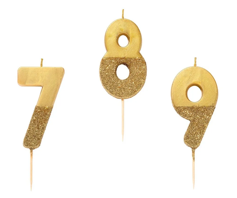 Number Candle: Gold Glitter