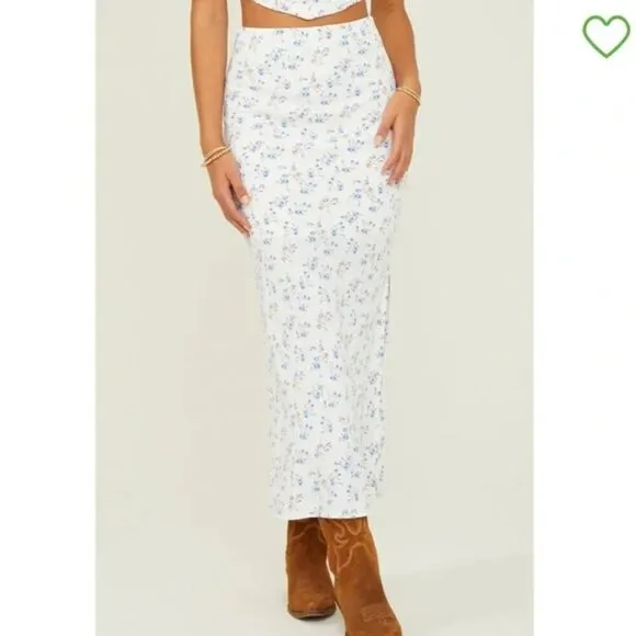 NWT Altar'd State Amora Blue Floral Maxi Skirt