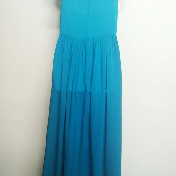 NWT Anthropologie Mermaid Sea Teal Blue Macrame Maxi Dress XS