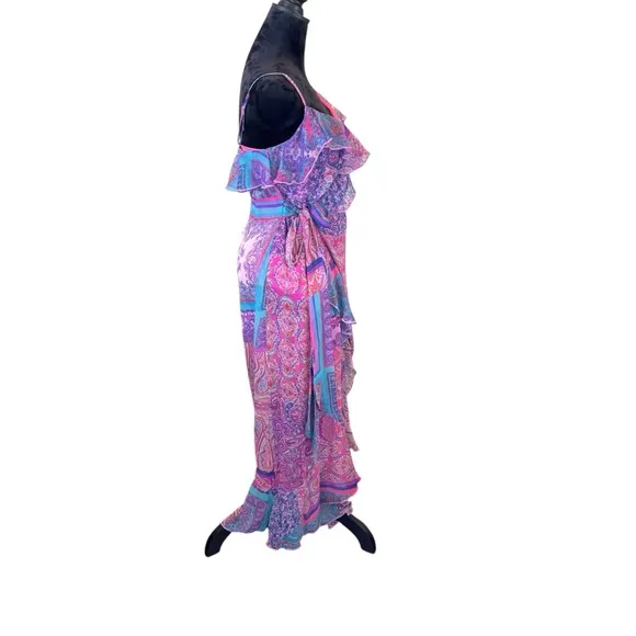 NWT Gianni Bini x DANNIJO Isabella Printed V-Neck Wrap Maxi Dress, Medium,Floral