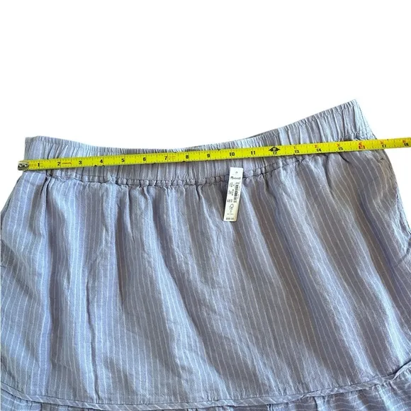 NWT Madewell Linen-Blend Pull-On Tiered Maxi Skirt in Stripe Lavender Womens XL