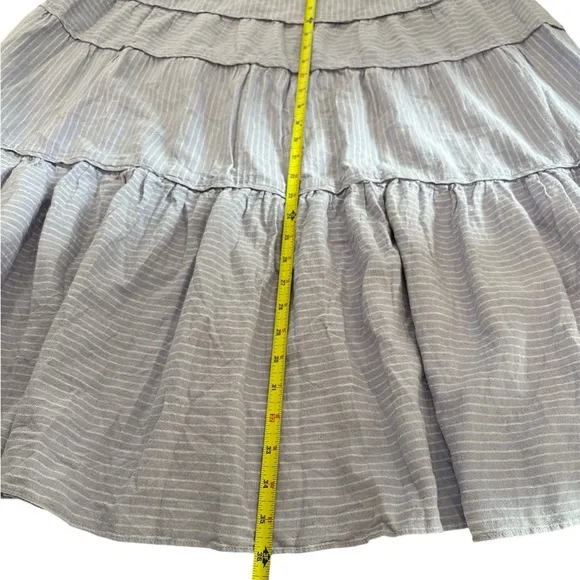NWT Madewell Linen-Blend Pull-On Tiered Maxi Skirt in Stripe Lavender Womens XL
