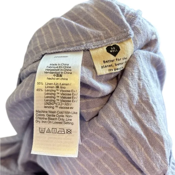 NWT Madewell Linen-Blend Pull-On Tiered Maxi Skirt in Stripe Lavender Womens XL