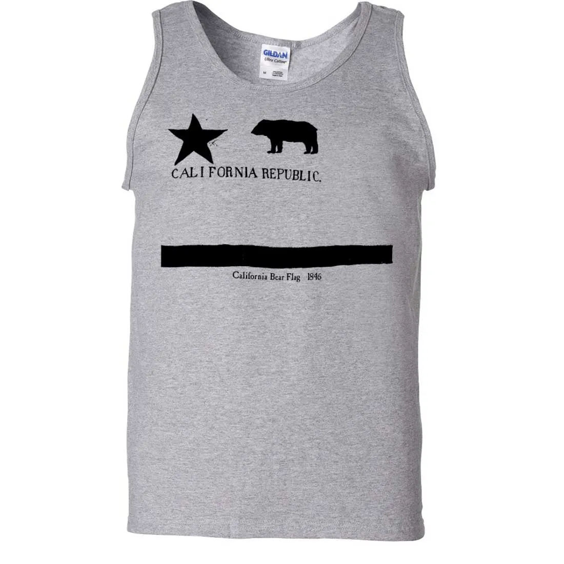 Old California Bear Flag 1846 Black Print Asst Colors Tank Top