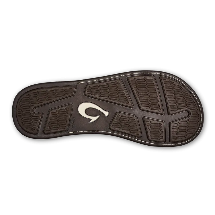 OluKai Mens Tuahine Waterproof Leather Sandals - Hunter / Golden Sand