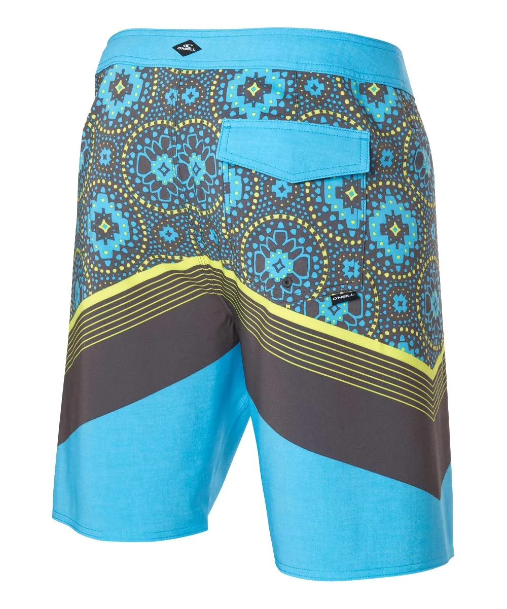 O'Neill Hyperfreak Abo-Geo Boardshorts- Neon Blue