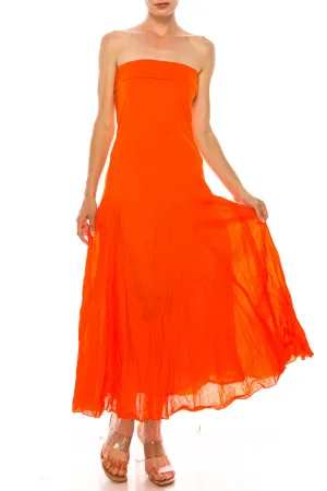 Orange Maxi Dress with Knit Bodice