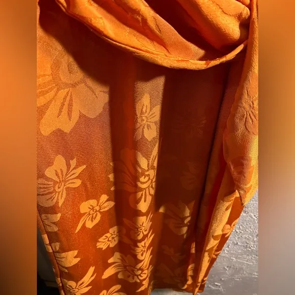 Orange Zara Women's Dress midi to maxi w floral embossing: event wedding resort