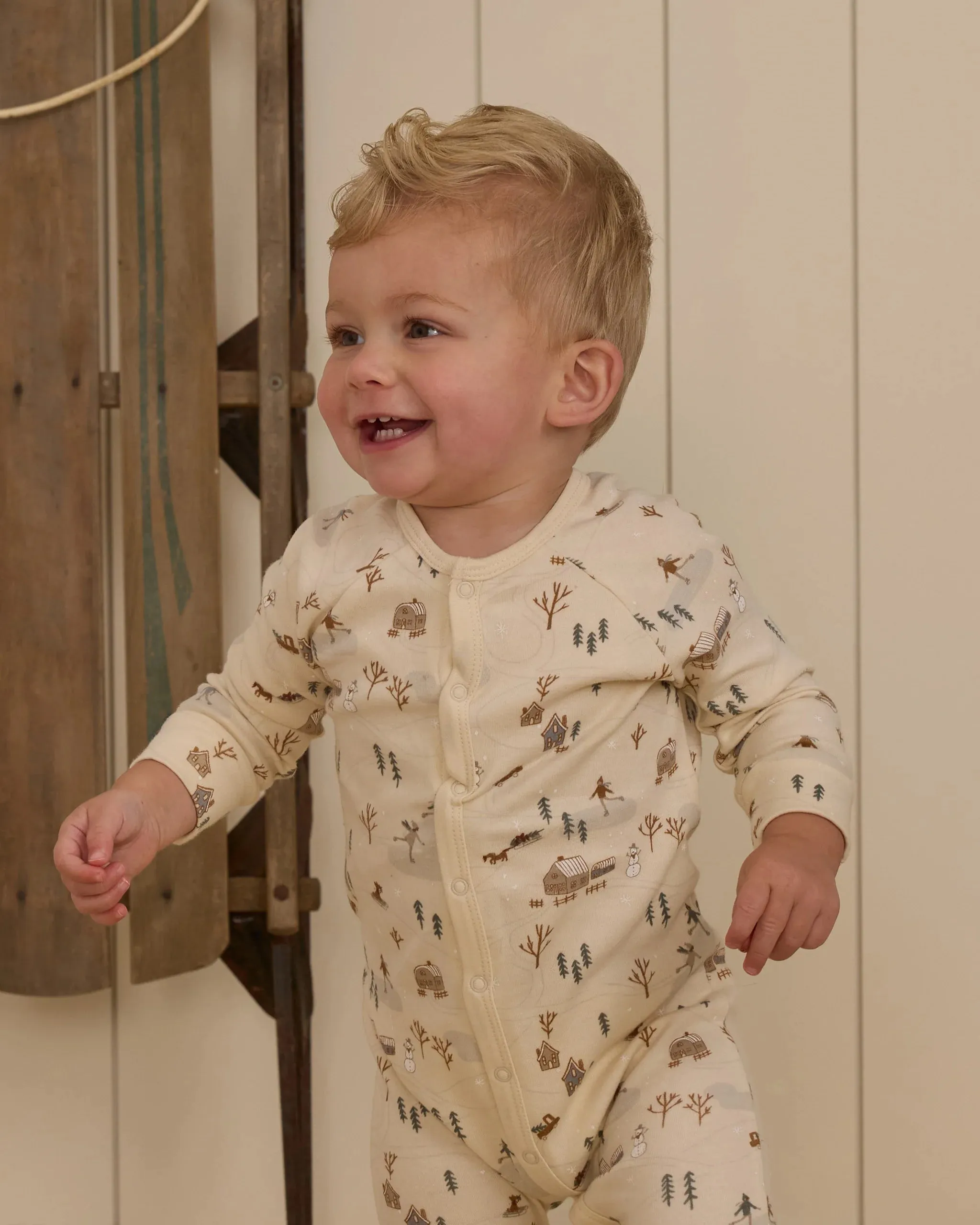Organic Long John Pajamas || Winter Town