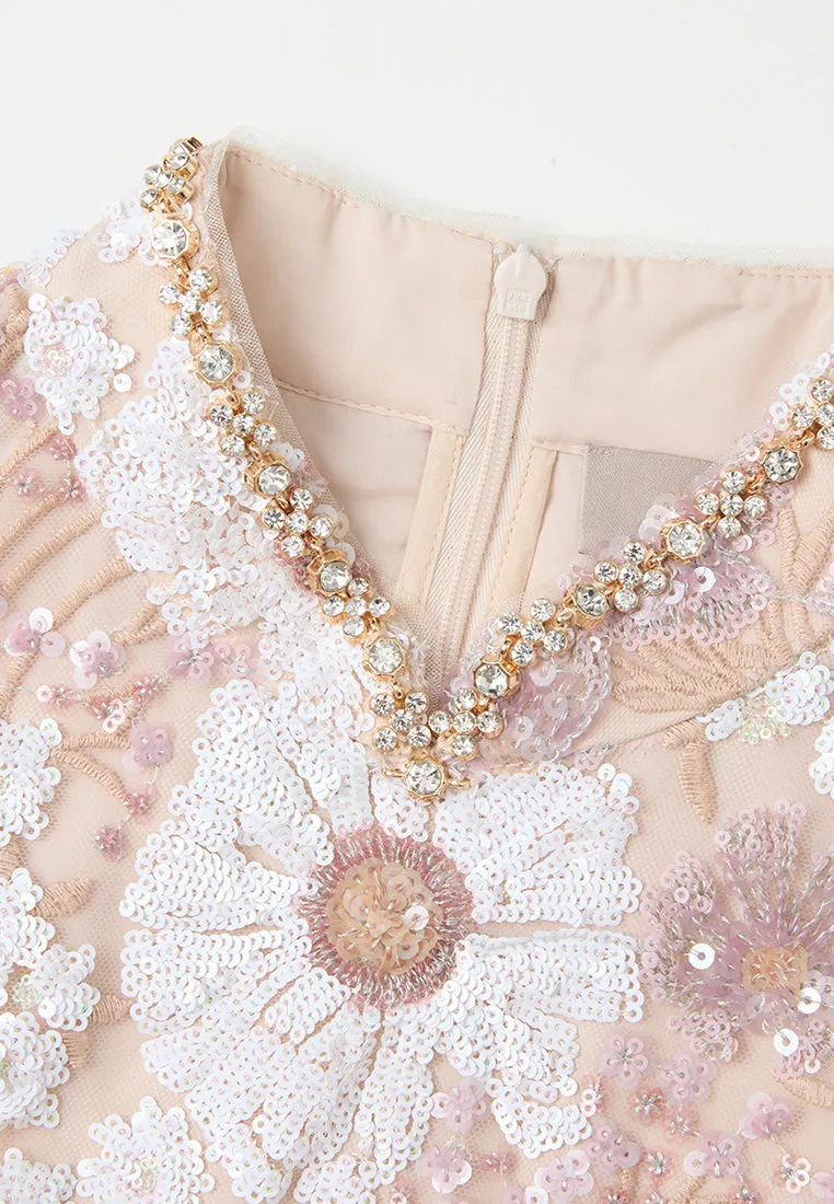 Oriental Stand-collar Embellished Maxi Dress