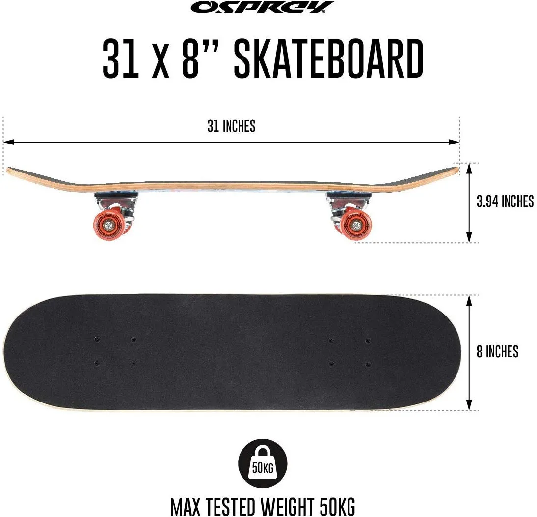 Osprey Beginners Double Kick Trick Skateboard - Repeat