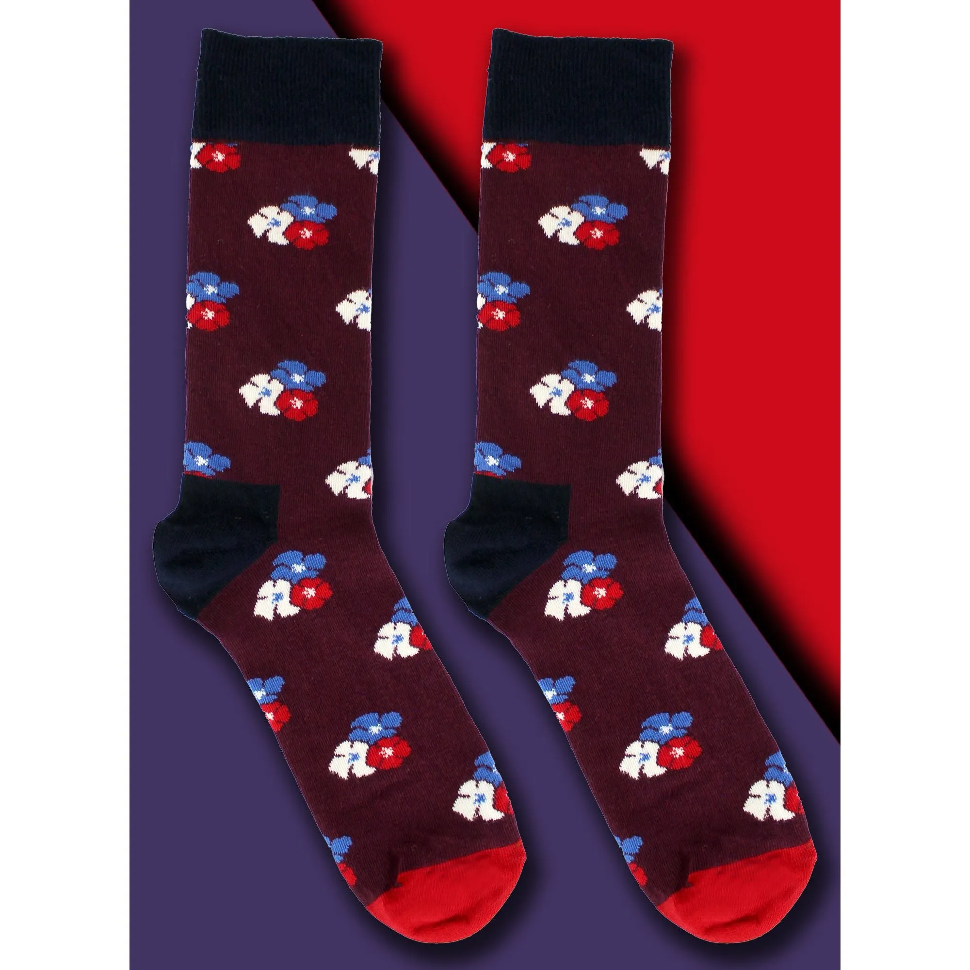 Pack of 3 Floral Mens Dress Socks | Classic Flower Socks