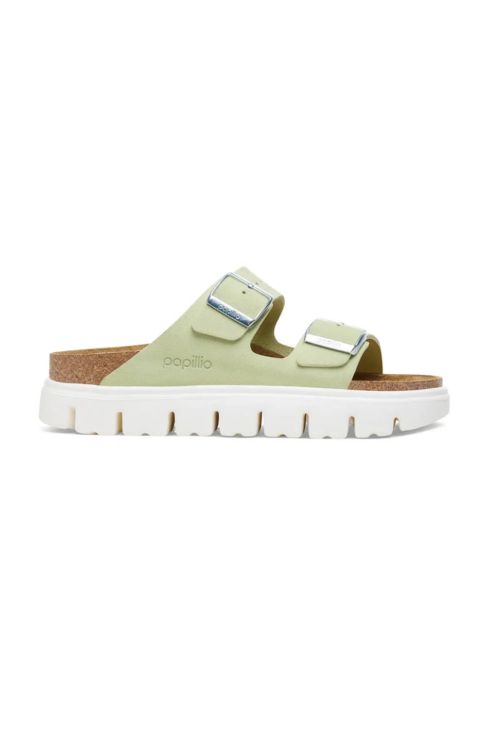 Papillio by Birkenstock Arizona Chunky Suede Sandals for Women in Faded Lime | 1026888
