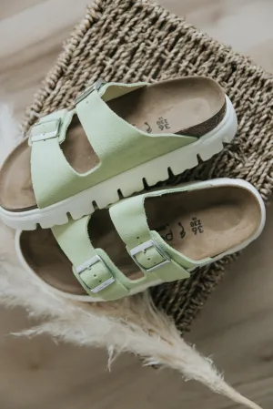 Papillio by Birkenstock Arizona Chunky Suede Sandals for Women in Faded Lime | 1026888