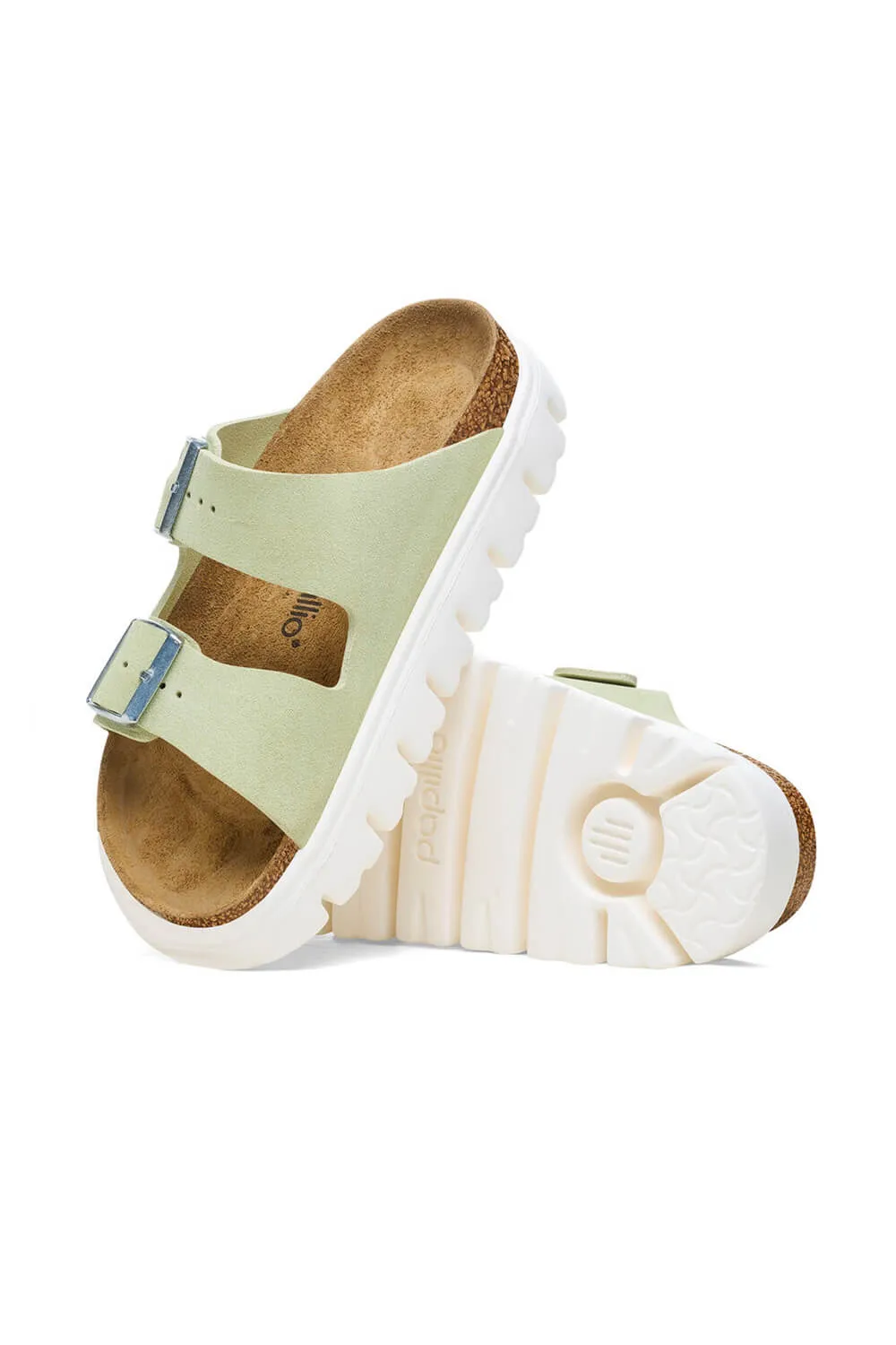Papillio by Birkenstock Arizona Chunky Suede Sandals for Women in Faded Lime | 1026888