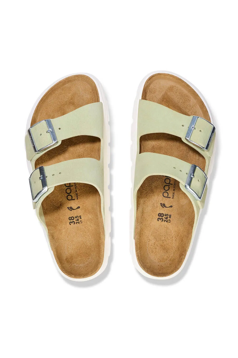 Papillio by Birkenstock Arizona Chunky Suede Sandals for Women in Faded Lime | 1026888