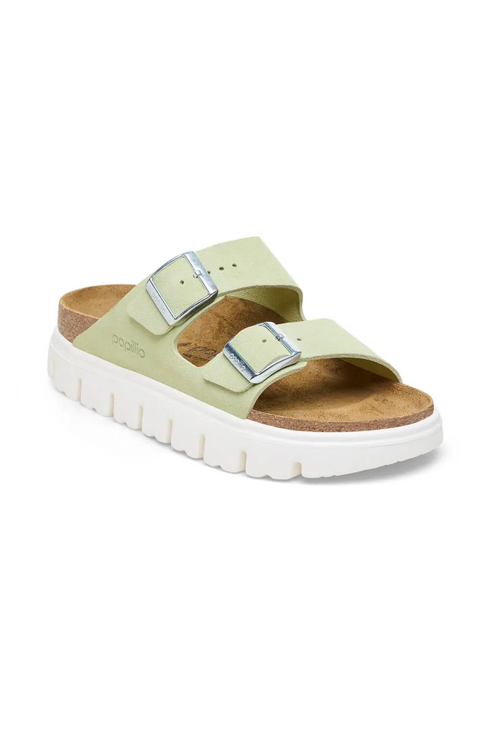 Papillio by Birkenstock Arizona Chunky Suede Sandals for Women in Faded Lime | 1026888