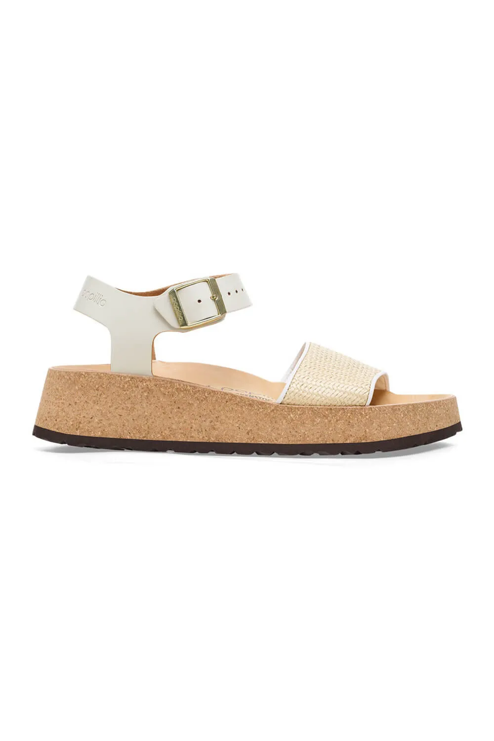 Papillio by Birkenstock Glenda Raffia Leather Sandals for Women in Natural/White | 1026921