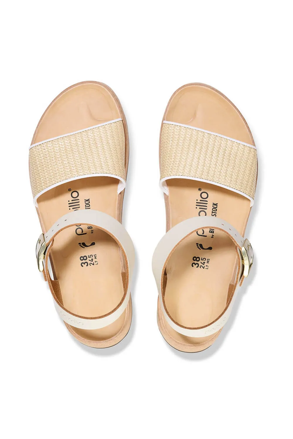Papillio by Birkenstock Glenda Raffia Leather Sandals for Women in Natural/White | 1026921
