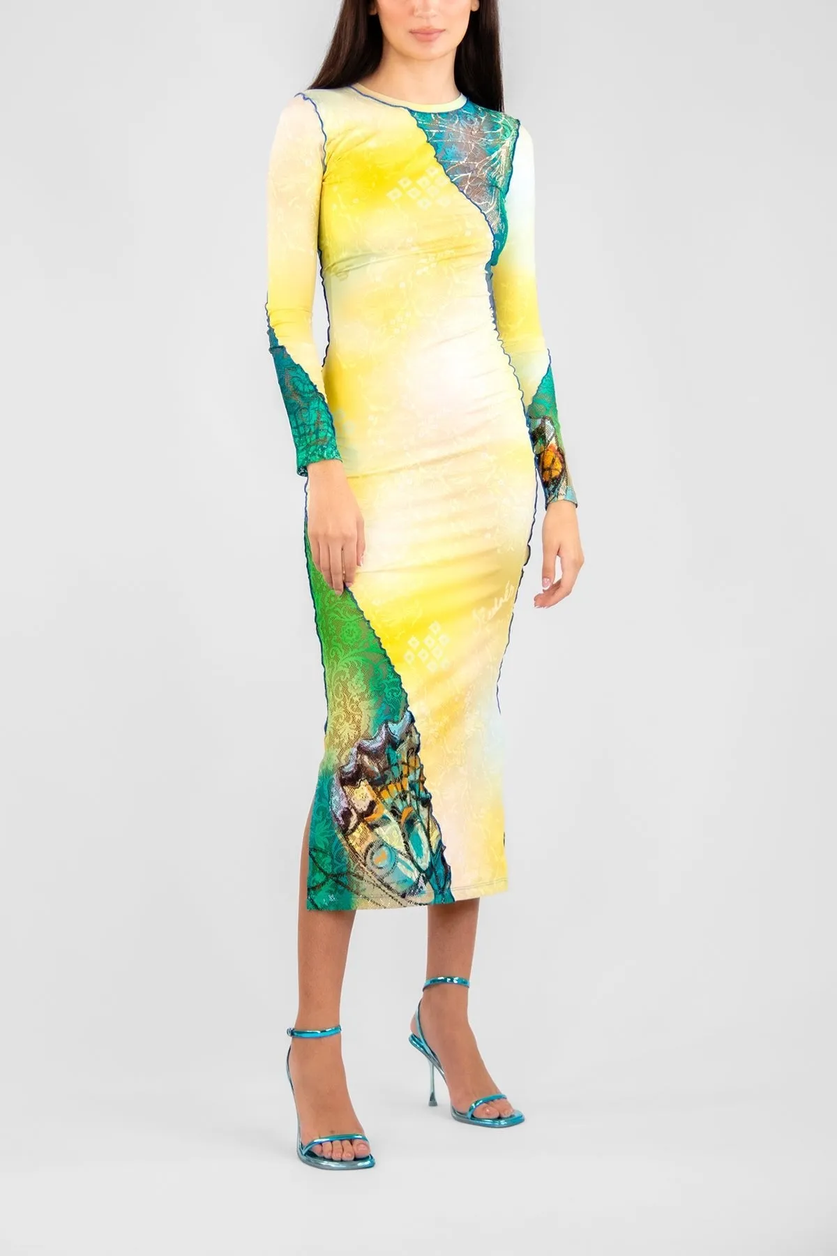 Parker Lace Panel Maxi Dress in Multi