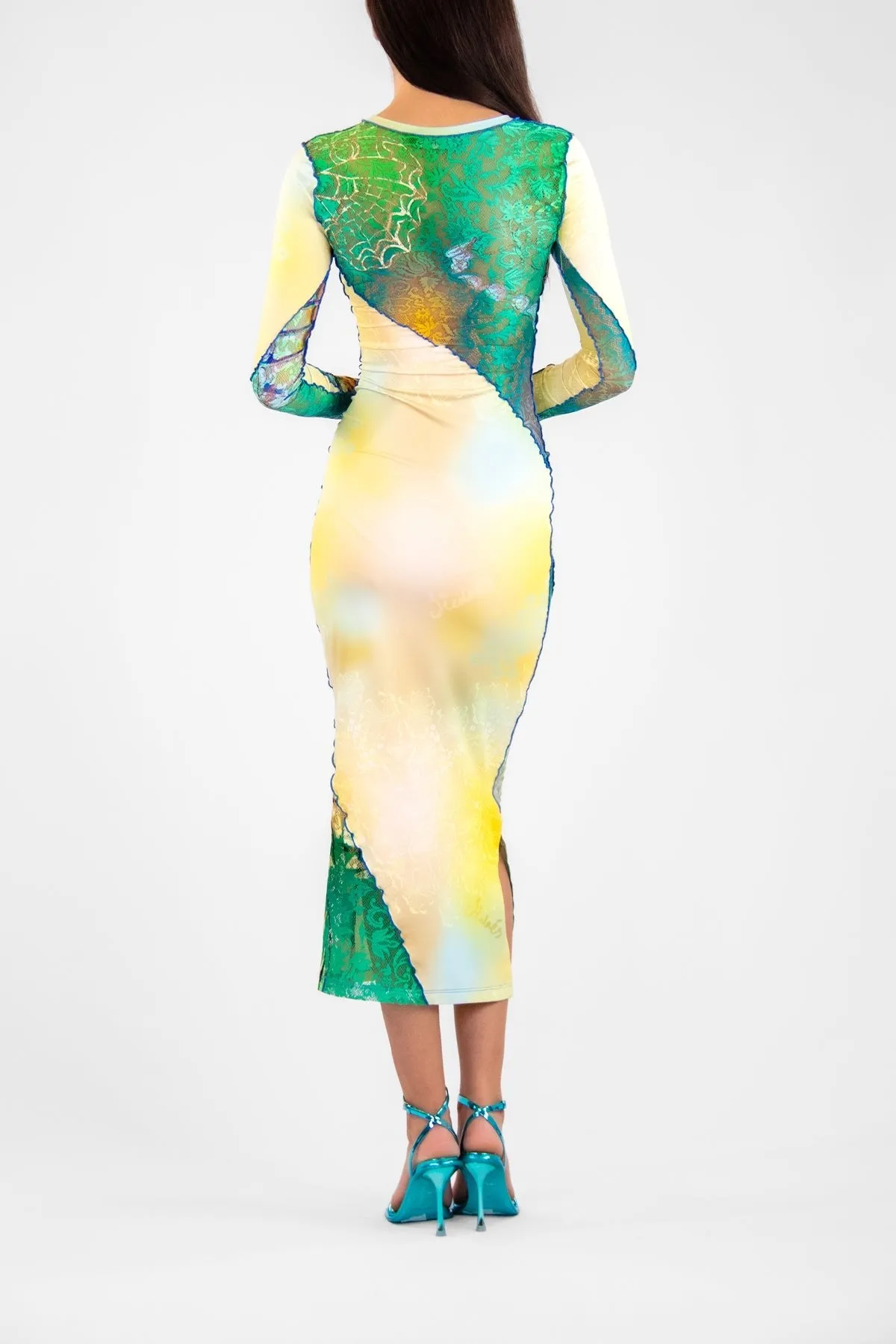 Parker Lace Panel Maxi Dress in Multi
