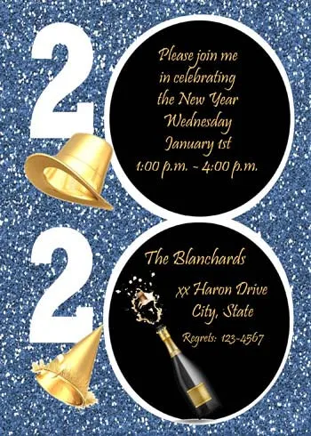 PARTY HATS IN GLITTER CUSTOM INVITATION