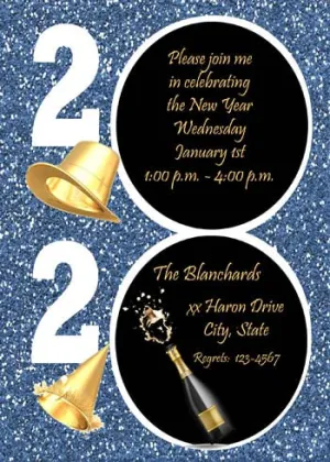 PARTY HATS IN GLITTER CUSTOM INVITATION