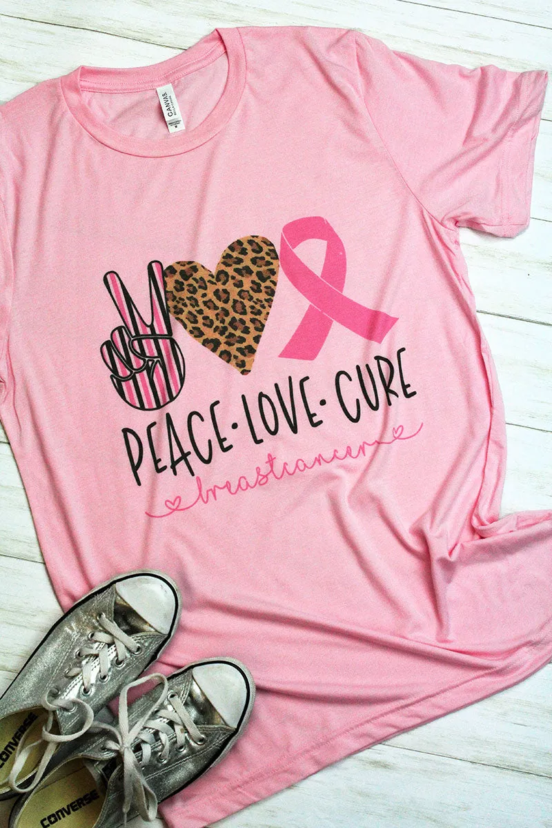 Peace Love Pink Ribbon Tri-Blend Short Sleeve Tee