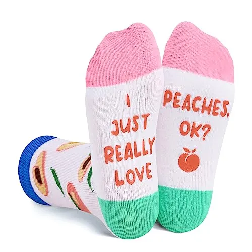 Peach Gifts Girls Cute Fruit Socks Peach Gifts for Kids Funny Peach Themed Socks for Girls 7-10 Years Old