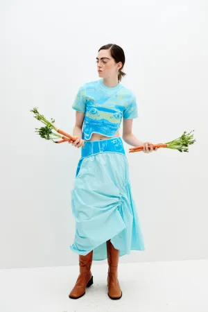 PEONY MIXED MEDIA MAXI SKIRT