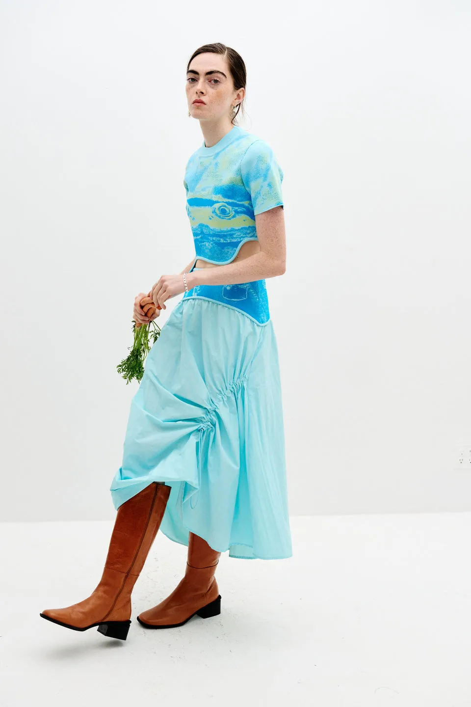 PEONY MIXED MEDIA MAXI SKIRT