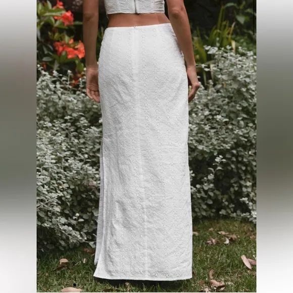 Peppermayo Exclusive Georgia Peaches Broderie White Cotton Eyelet Maxi Skirt 2