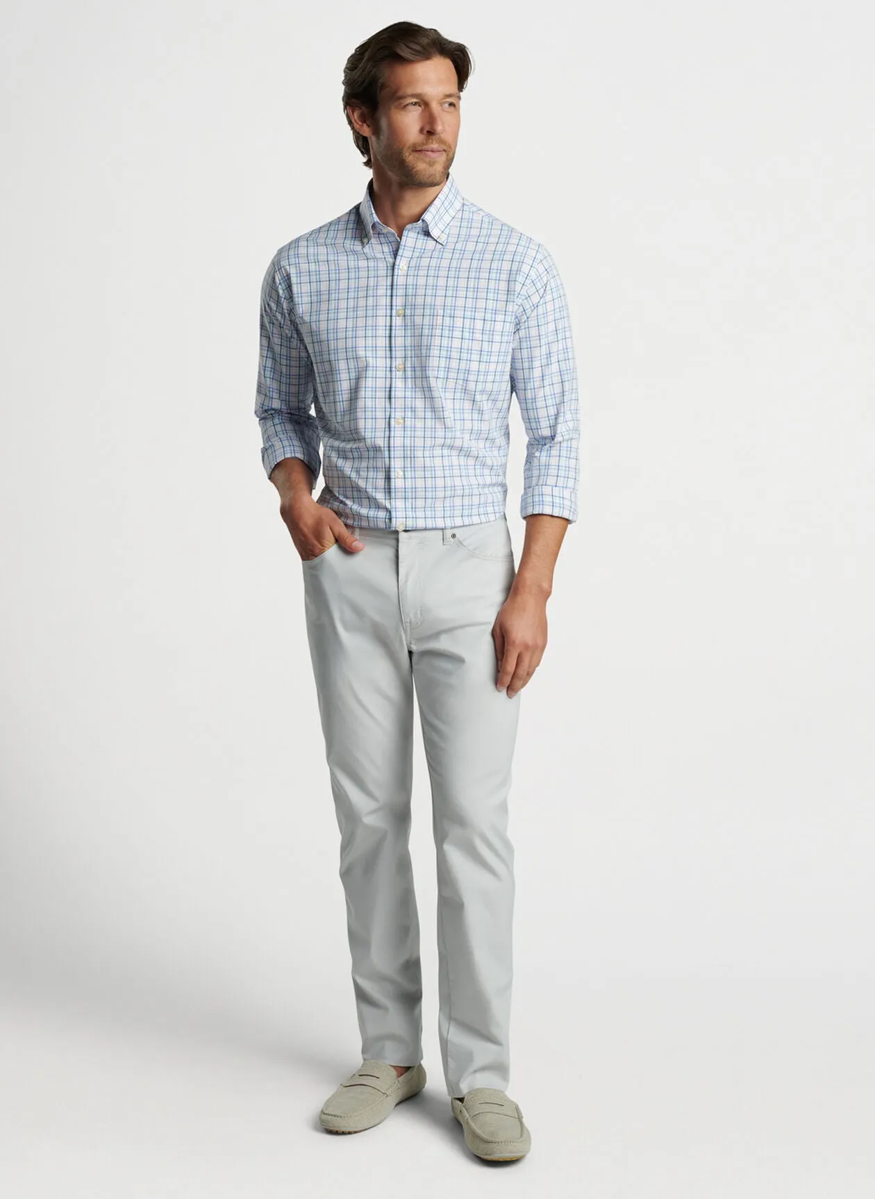 Peter Millar - Roxbury Performance Poplin Sport Shirt - Maritime