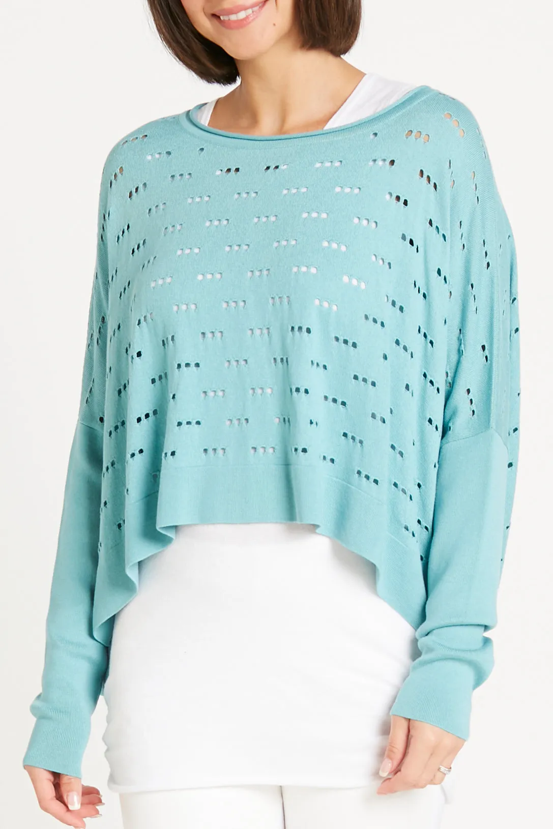 Pima Cotton 3 Hole Punch Boatneck Sweater