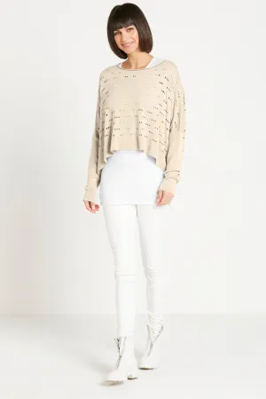 Pima Cotton 3 Hole Punch Boatneck Sweater