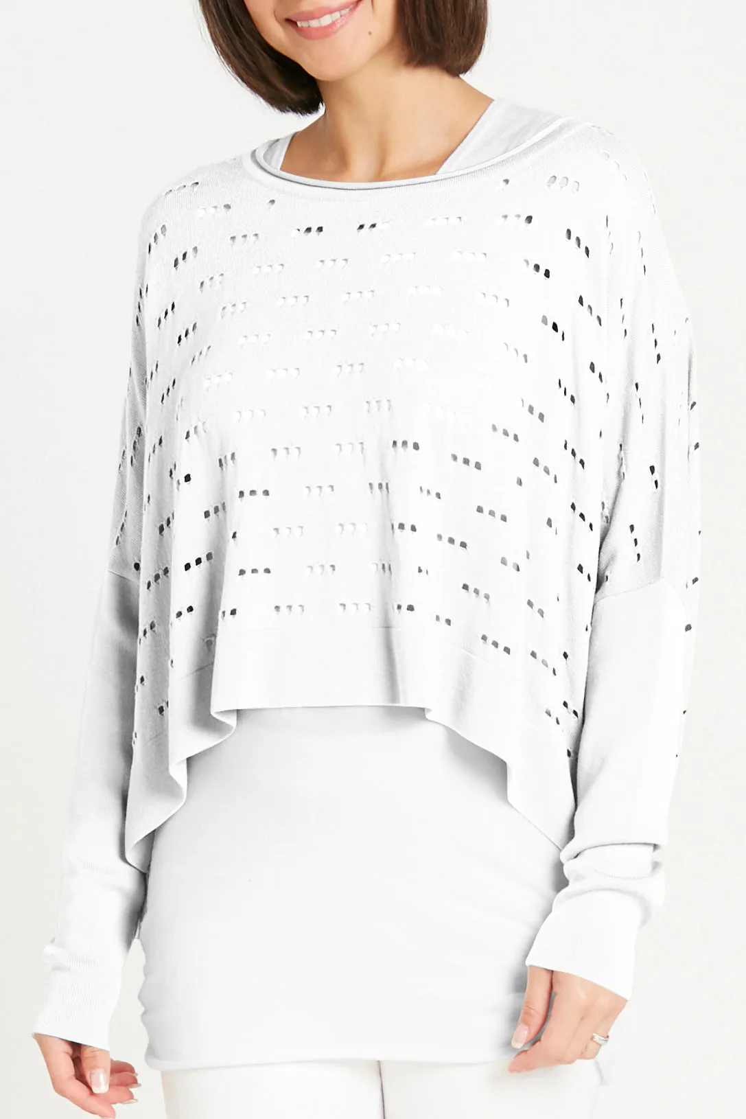 Pima Cotton 3 Hole Punch Boatneck Sweater