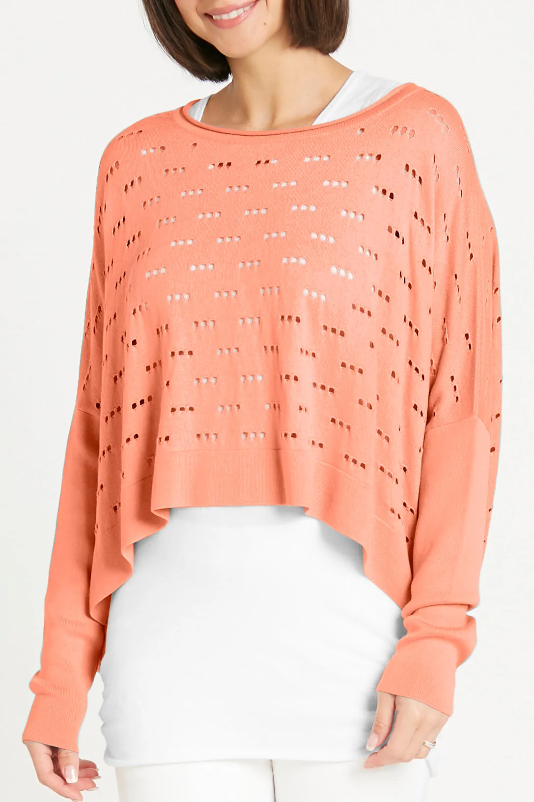 Pima Cotton 3 Hole Punch Boatneck Sweater