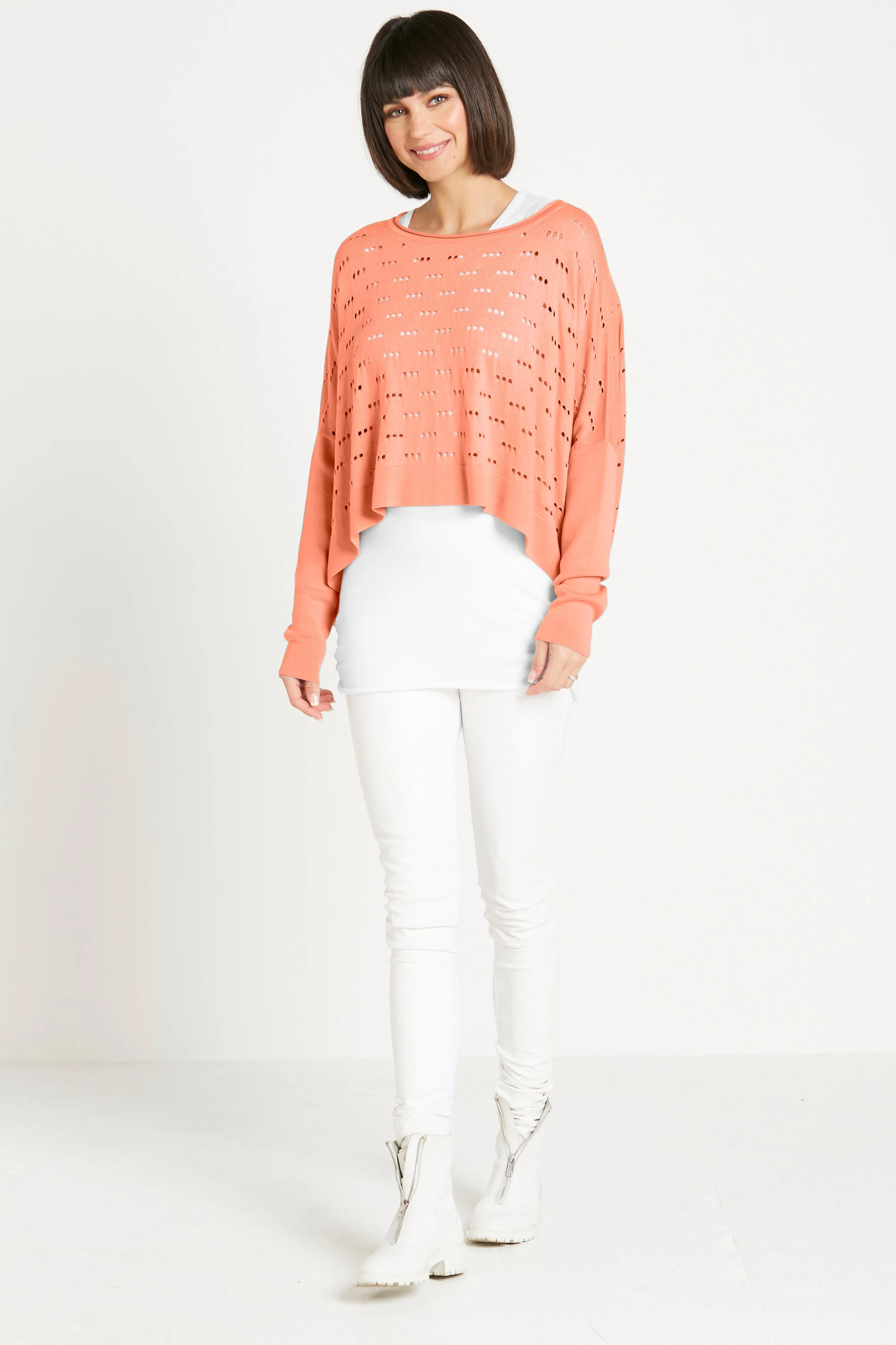 Pima Cotton 3 Hole Punch Boatneck Sweater