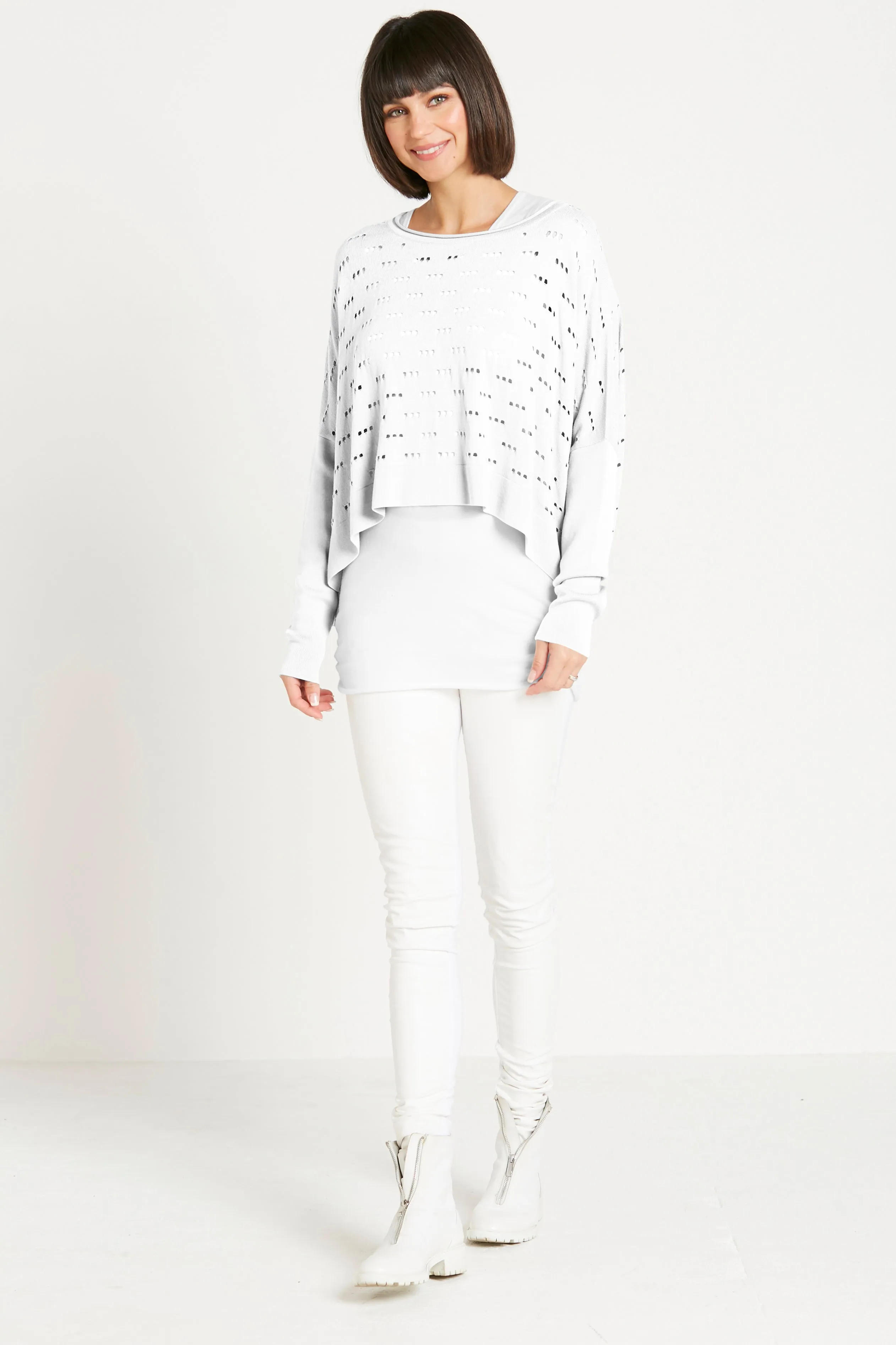Pima Cotton 3 Hole Punch Boatneck Sweater