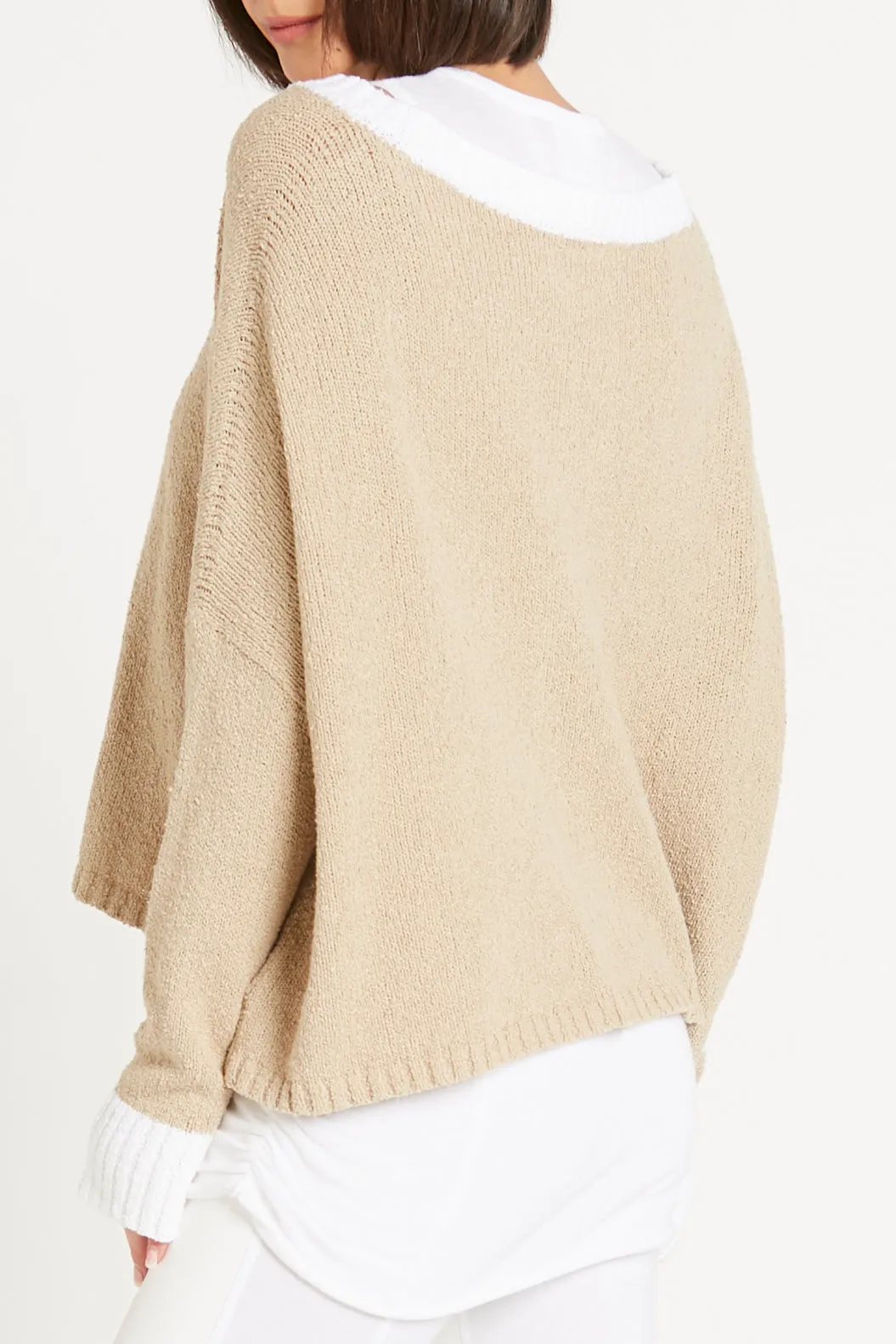 Pima Cotton Armed Bouclé Sweater