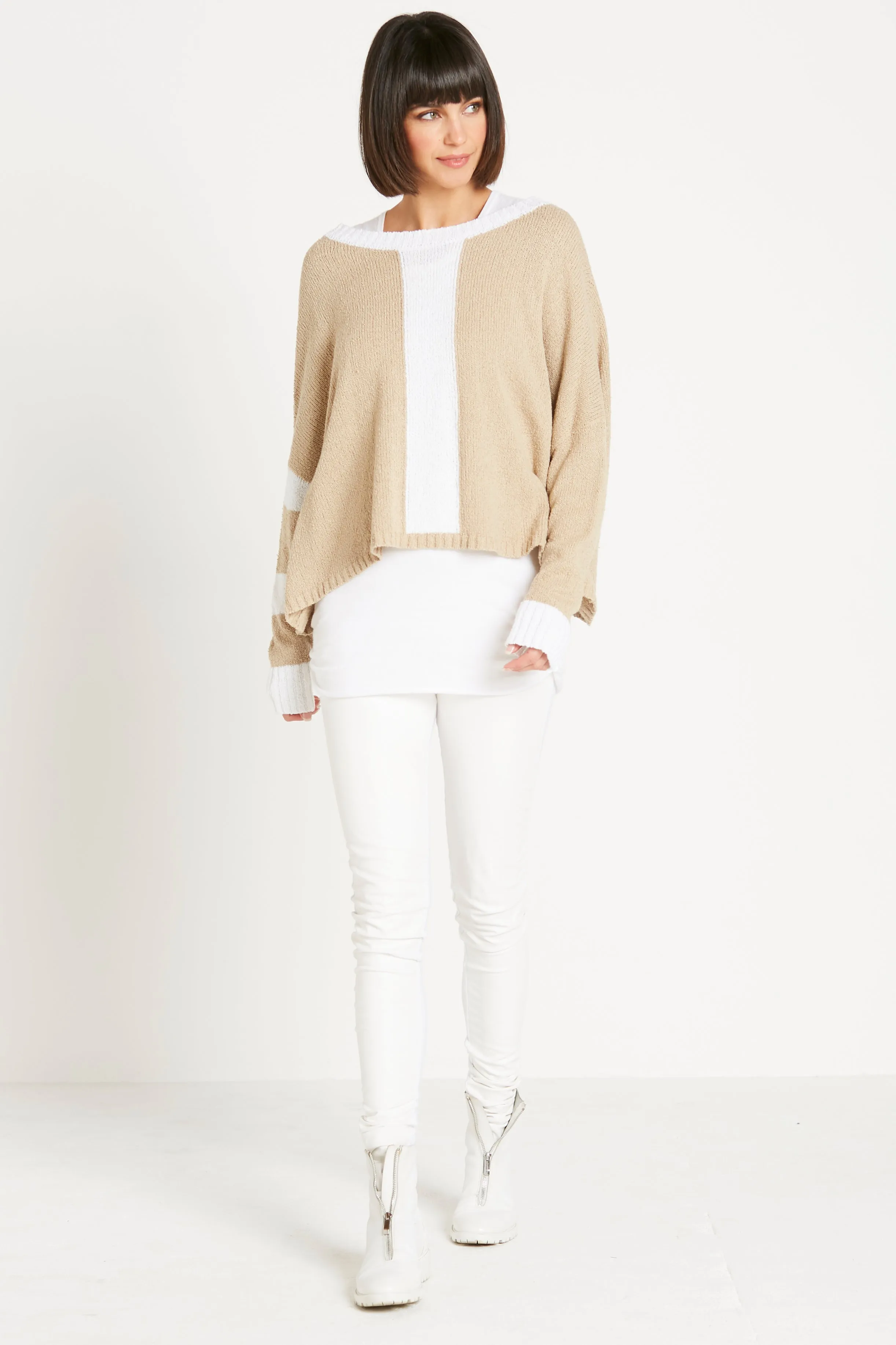 Pima Cotton Armed Bouclé Sweater