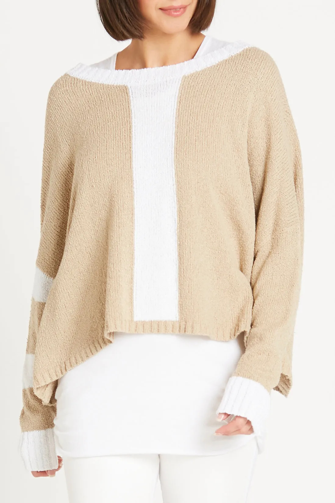 Pima Cotton Armed Bouclé Sweater