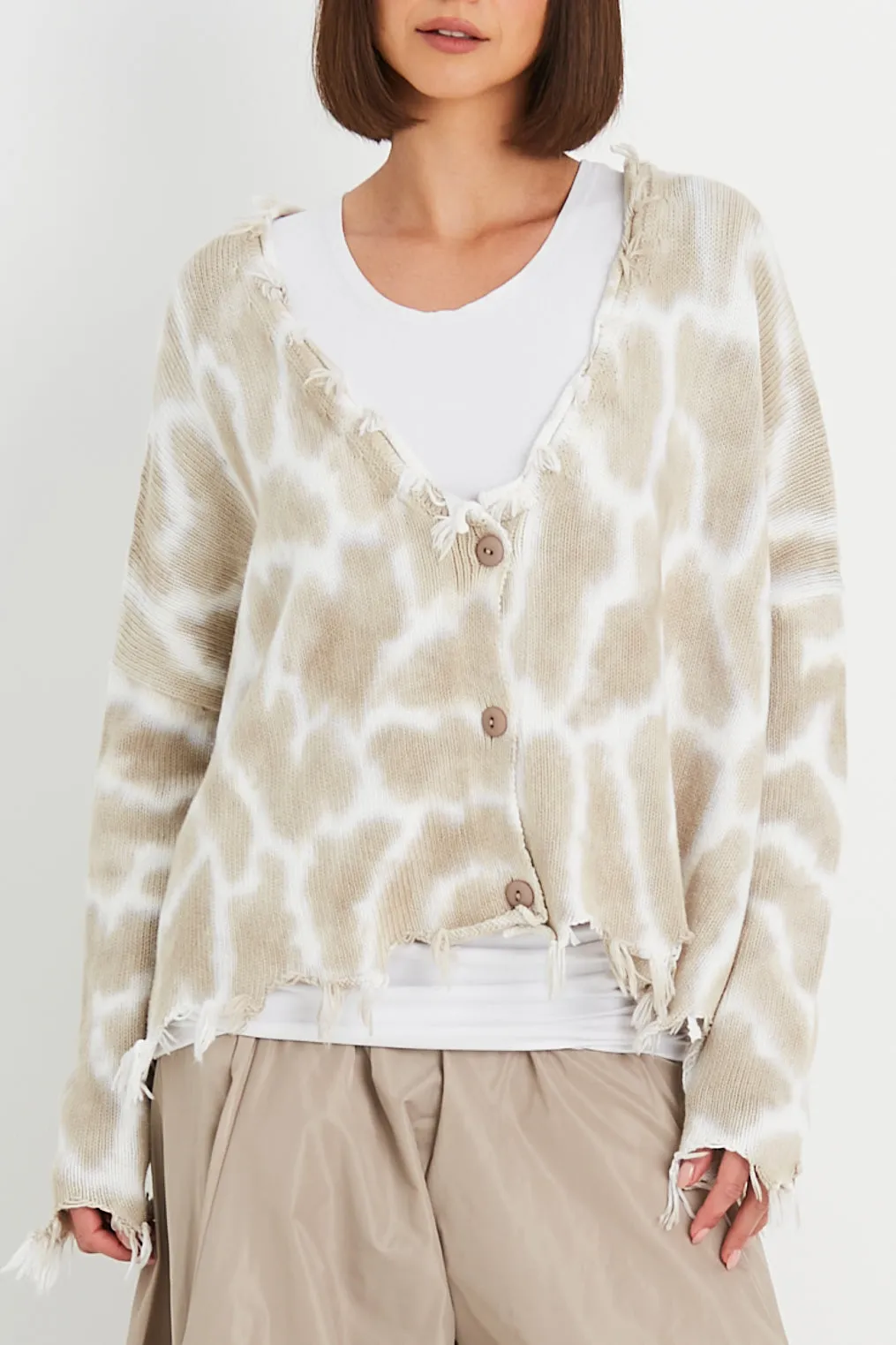 Pima Cotton Bleach Bum Tattered Cardigan