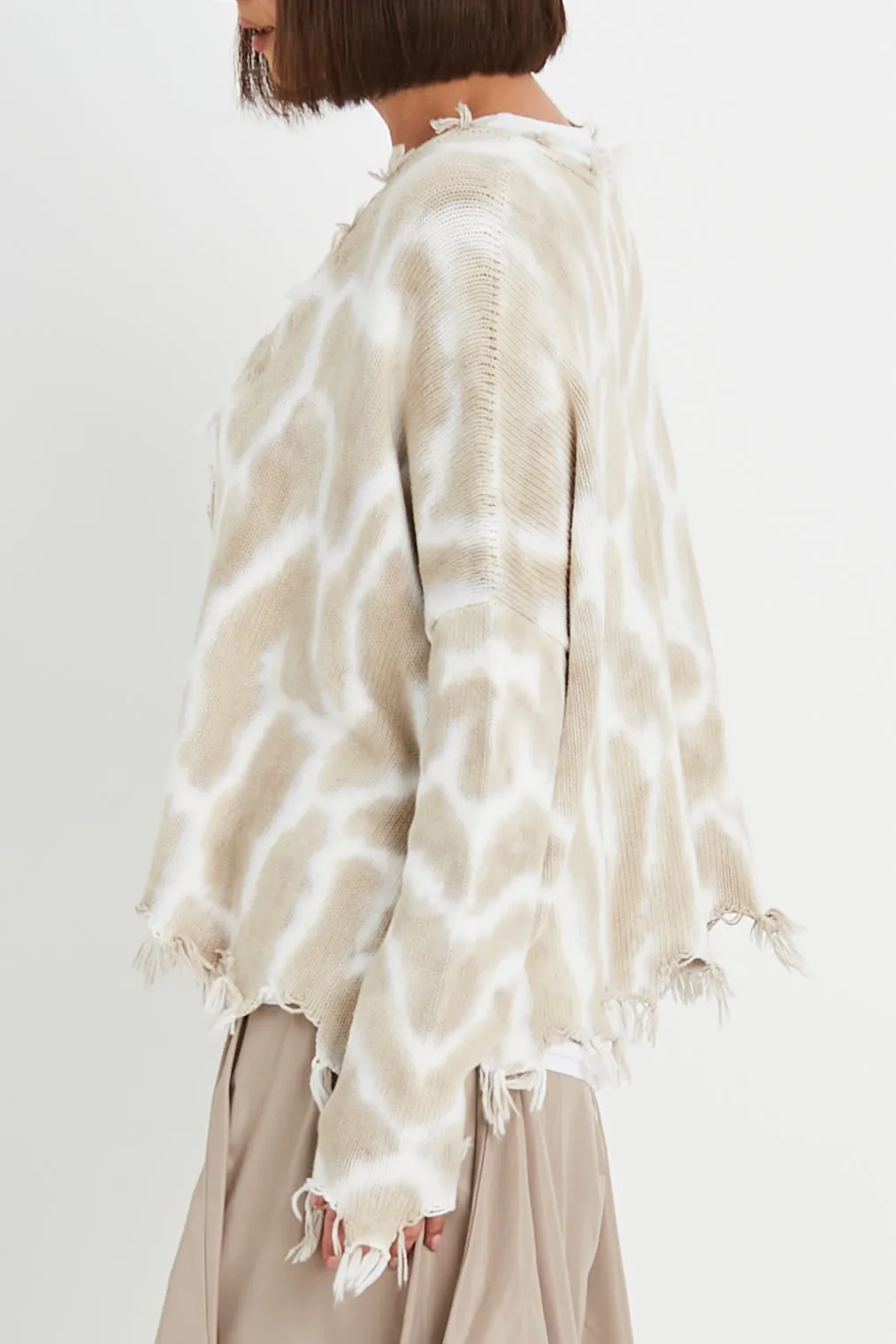 Pima Cotton Bleach Bum Tattered Cardigan