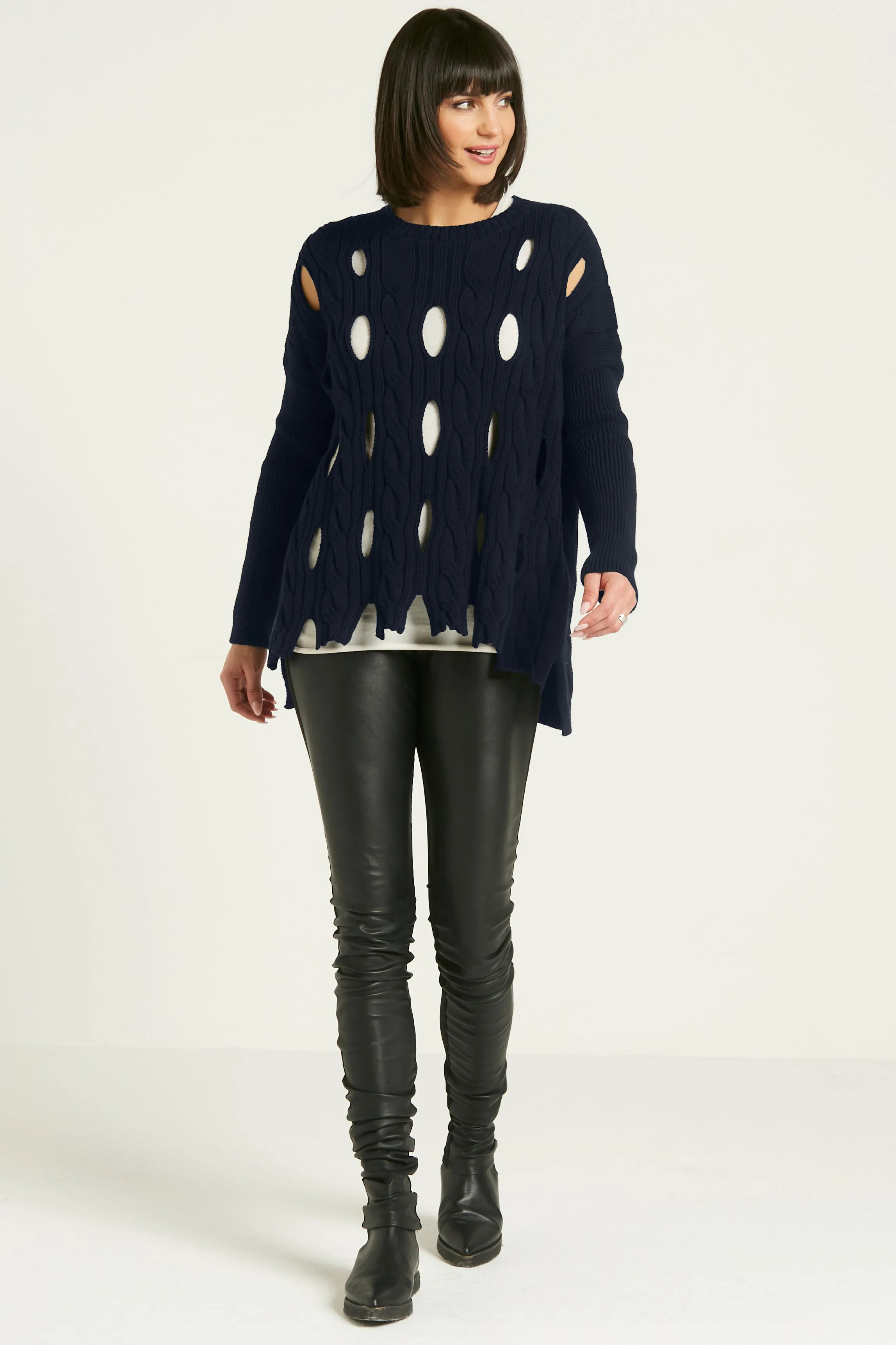 Pima Cotton Cable Car Wash Crewneck Sweater